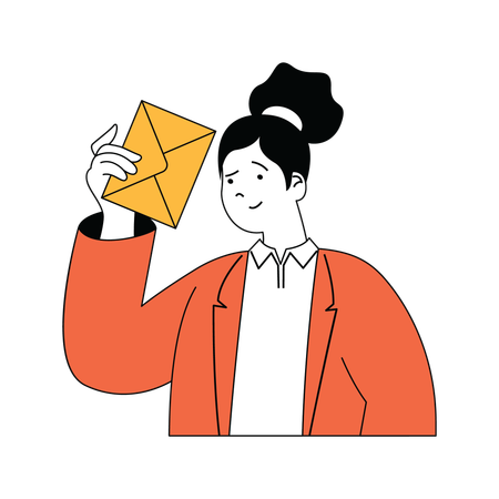 Mujer sosteniendo correo  Ilustración