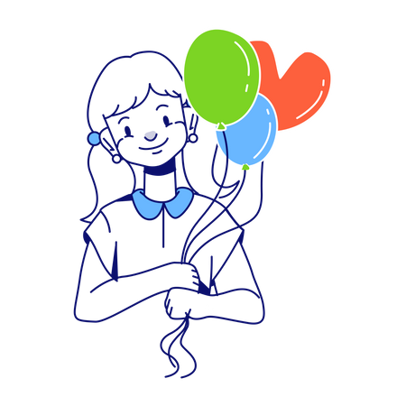 Mujer sosteniendo hermosos globos  Ilustración