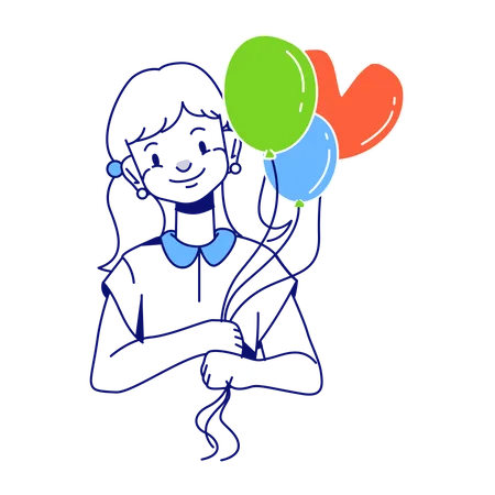 Mujer sosteniendo hermosos globos  Ilustración