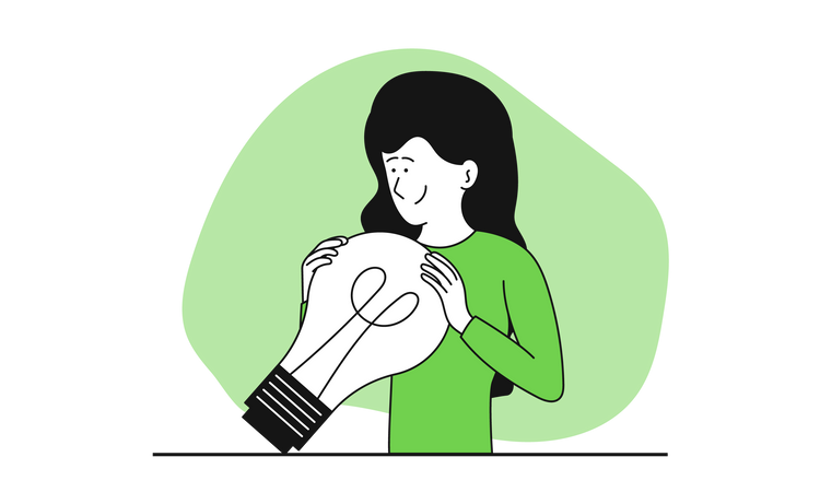 Mujer sosteniendo la bombilla  Illustration