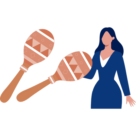 Mujer sosteniendo maracas  Ilustración