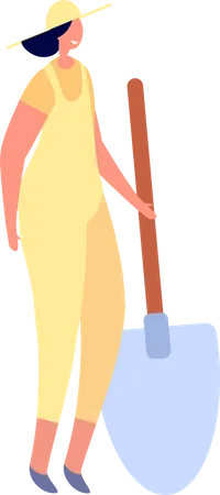 Mujer sosteniendo pala  Ilustración