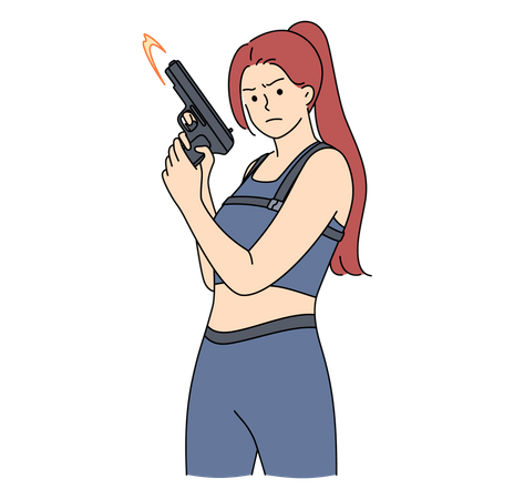 Mujer sosteniendo arma  Ilustración