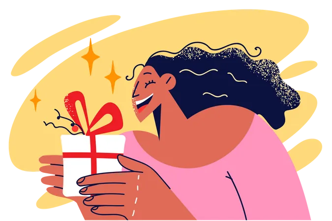 Mujer sosteniendo regalo  Ilustración