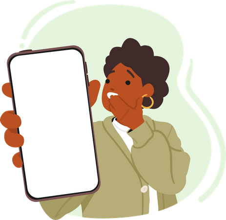 Mujer sosteniendo teléfono inteligente  Ilustración