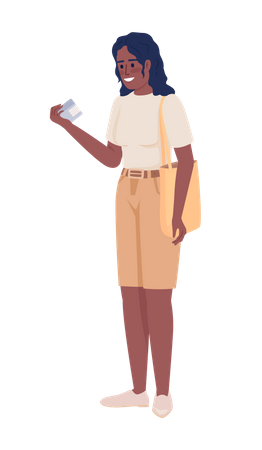 Mujer sosteniendo tarro de crema  Ilustración