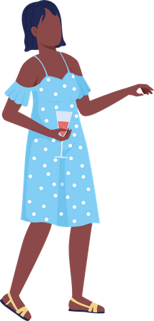Mujer sosteniendo un vaso de bebida  Illustration