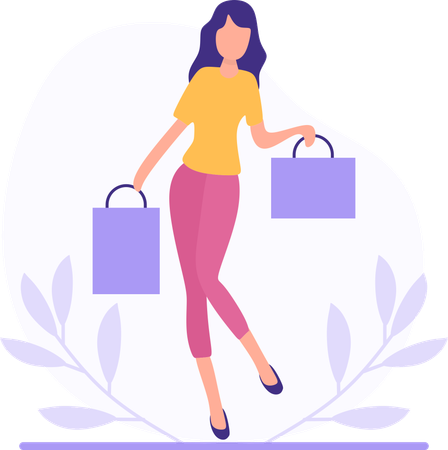 Mujer sosteniendo bolsa de compras  Illustration