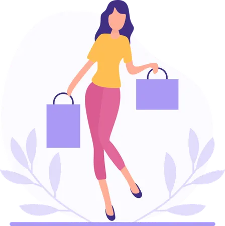 Mujer sosteniendo bolsa de compras  Illustration