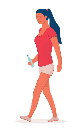 Mujer sosteniendo una botella de agua  Ilustración