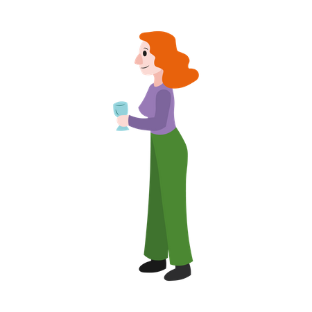 Mujer sosteniendo un vaso de bebida  Ilustración