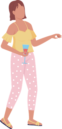 Mujer sosteniendo vaso de bebida  Illustration