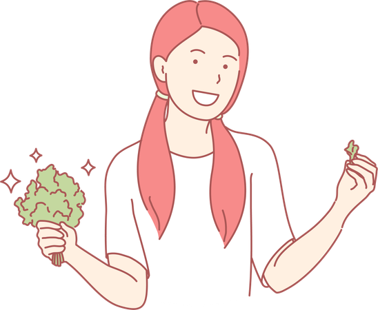 Mujer sosteniendo vegetales  Illustration