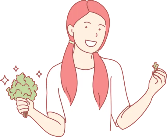 Mujer sosteniendo vegetales  Illustration