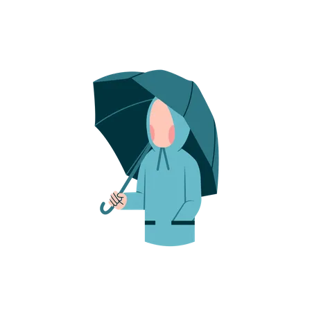 Mujer mantenga paraguas  Ilustración