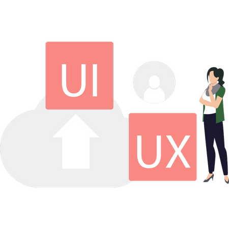 Mujer cargando diseño Ui Ux  Ilustración