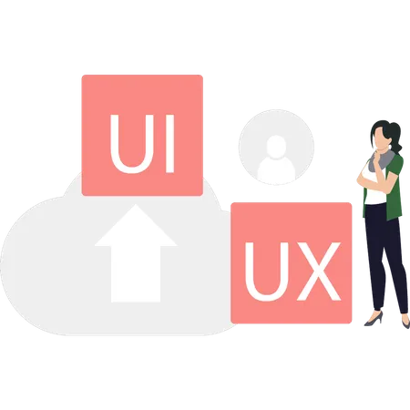 Mujer cargando diseño Ui Ux  Ilustración