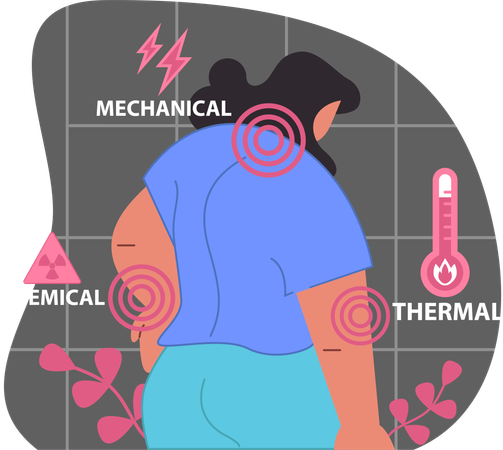 Mujer sufre de enfermedad corporal  Ilustración