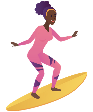 Mujer surfeando  Ilustración