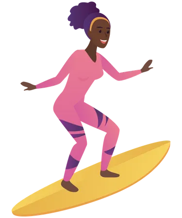 Mujer surfeando  Ilustración