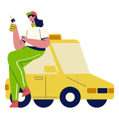 Mujer taxista  Ilustración