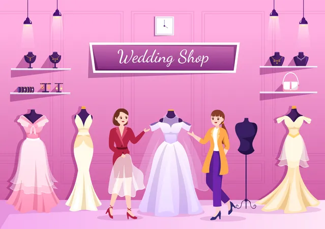 Tienda de bodas mujer  Ilustración