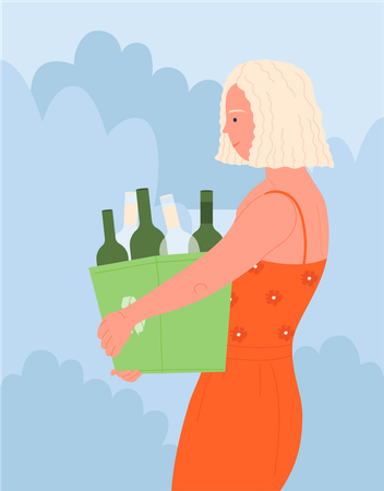 Mujer tirando botella  Illustration