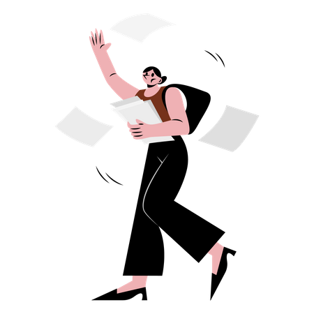 Mujer tirando papel  Ilustración