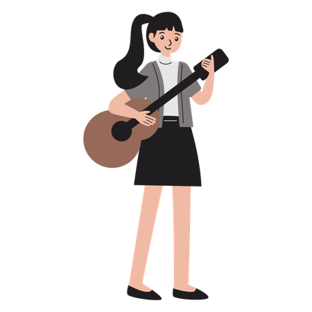 Mujer tocando la guitarra  Ilustración