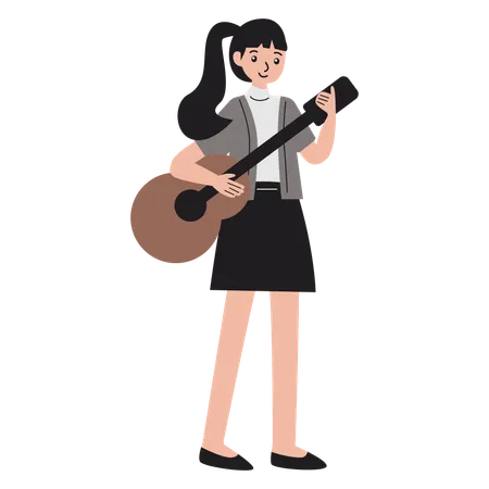 Mujer tocando la guitarra  Ilustración