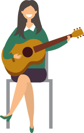 Mujer tocando la guitarra  Ilustración