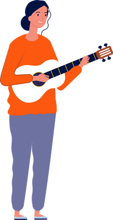 Mujer tocando la guitarra  Ilustración