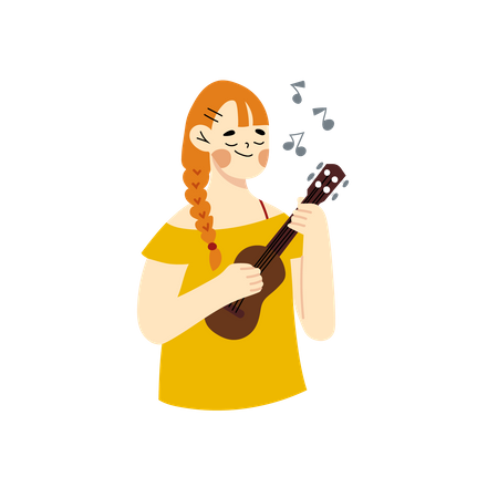 Mujer tocando la guitarra  Ilustración