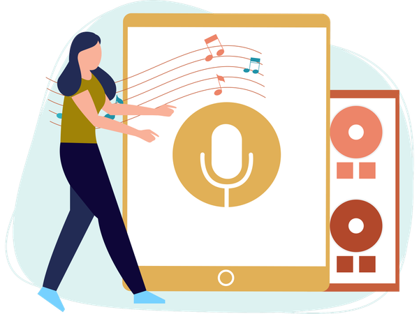Mujer tocando musica  Illustration