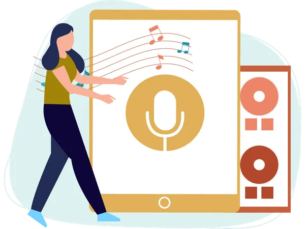 Mujer tocando musica  Illustration