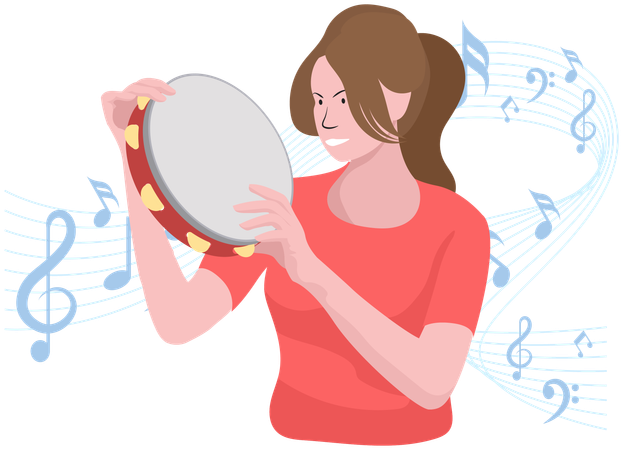 Mujer tocando pandereta  Ilustración