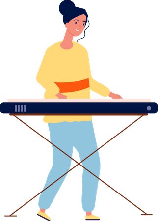 Mujer tocando sintetizador  Ilustración