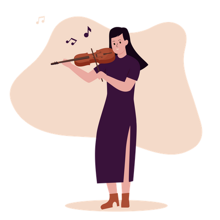 Mujer tocando el violín  Ilustración