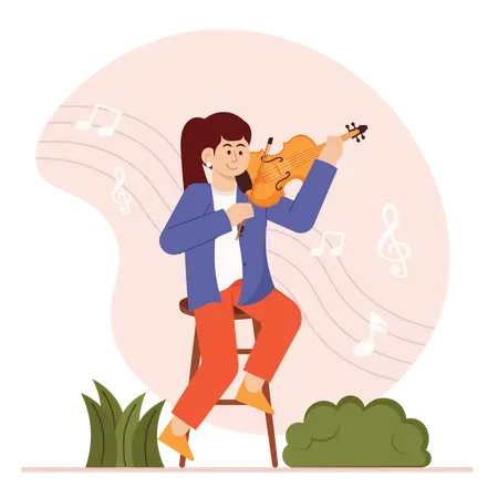 Mujer tocando el violín  Ilustración