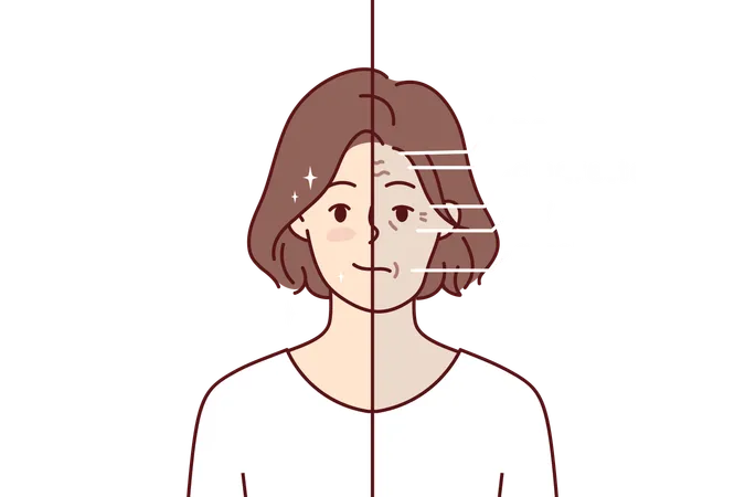 Mujer toma tratamiento facial  Ilustración