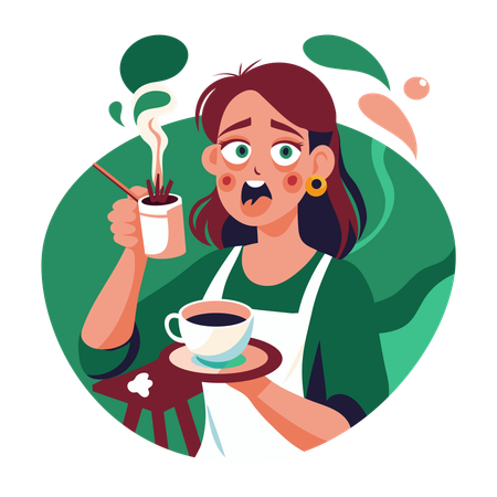 Mujer tomando cafe  Ilustración