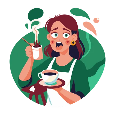 Mujer tomando cafe  Ilustración