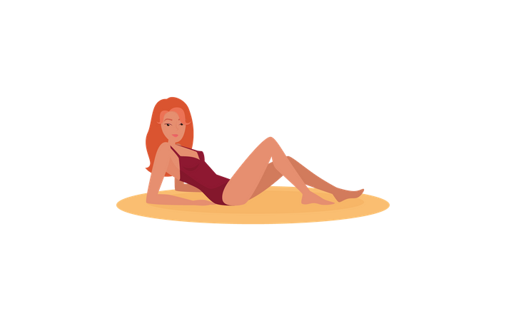 Mujer tomando el sol  Ilustración