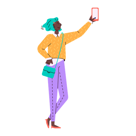 Mujer tomando selfie  Ilustración