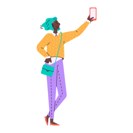 Mujer tomando selfie  Ilustración