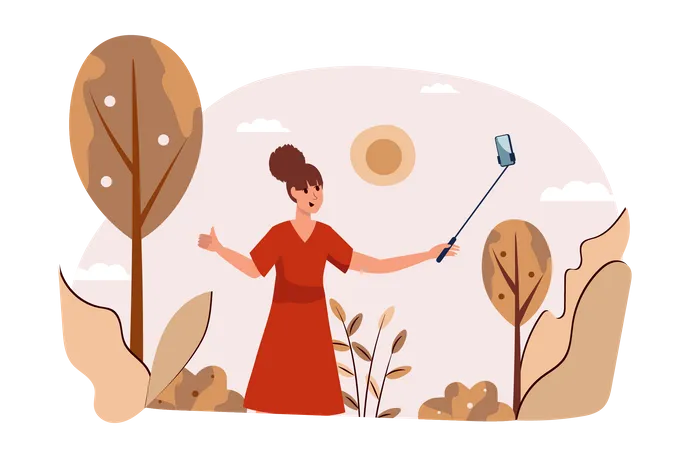 Mujer tomando selfie  Illustration