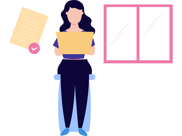 Mujer trabajando desde casa  Ilustración