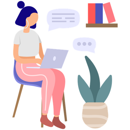 Mujer trabajando desde casa  Ilustración