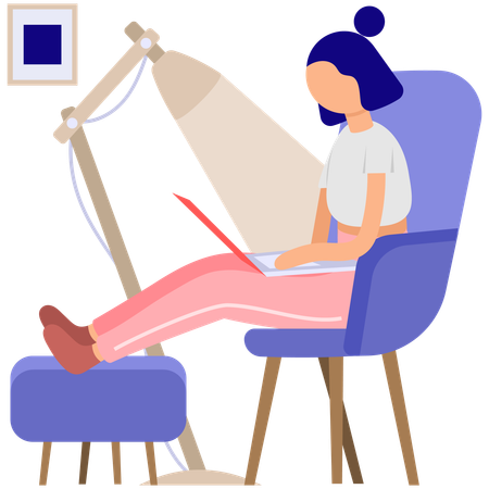 Mujer trabajando desde casa  Ilustración