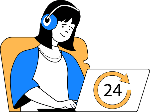 Mujer trabajando en call center  Ilustración